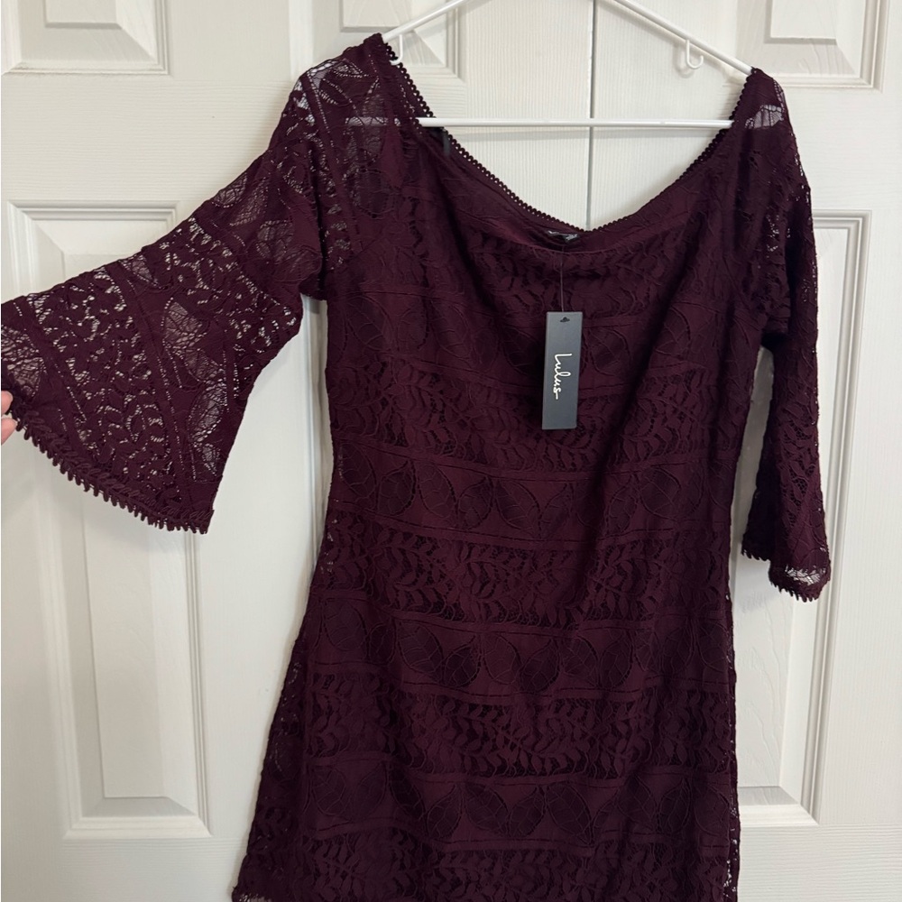 Lulu's Purple Sheath Dress with Bell Sleeves